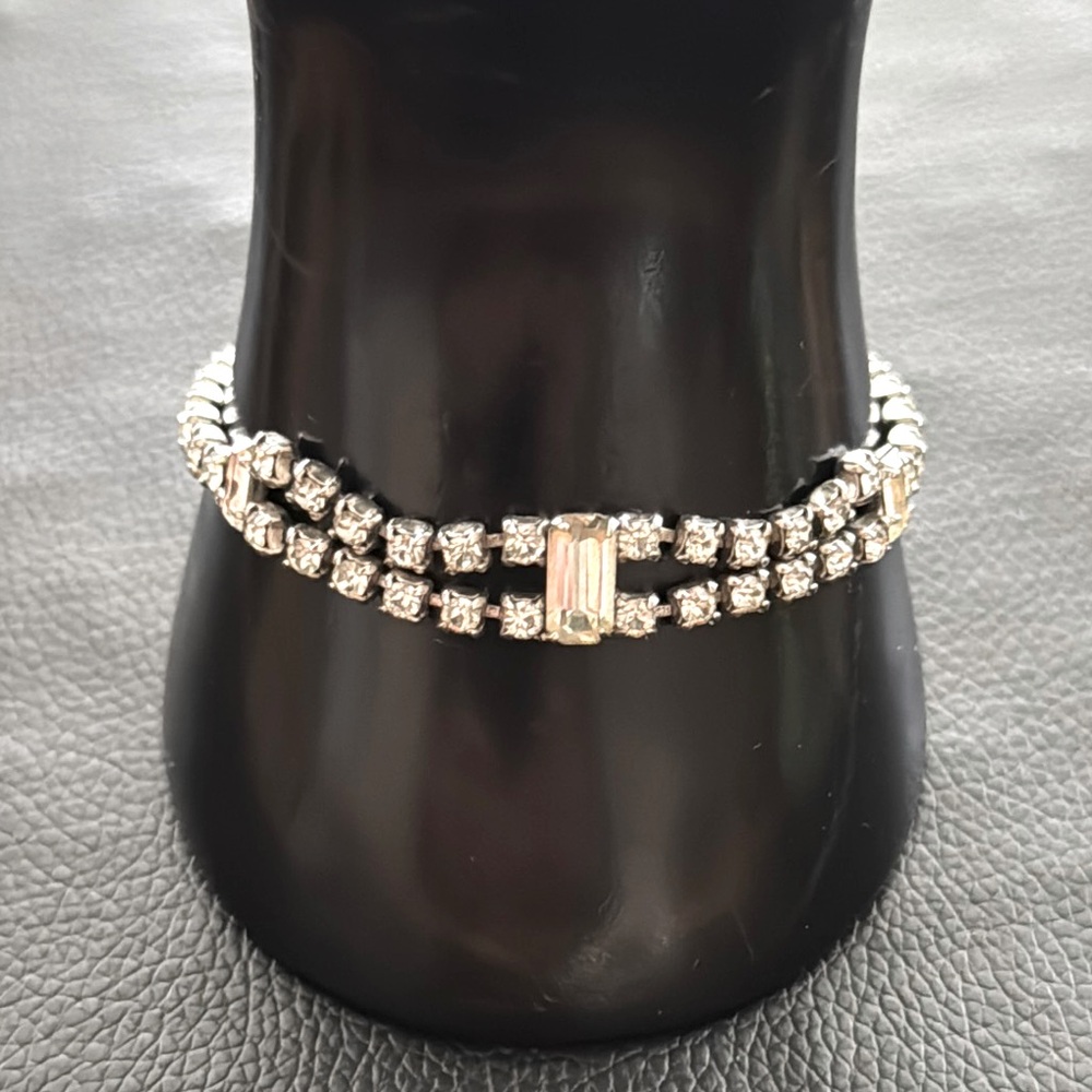 Vintage Art Deco Style Clear Rhinestone Bracelet